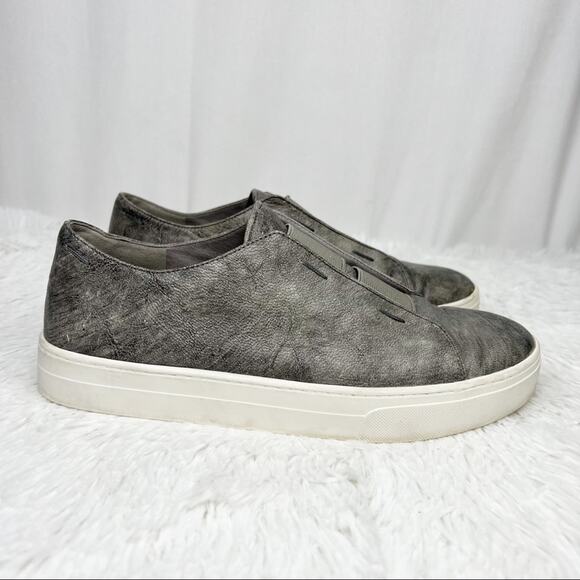 EILEEN FISHER / metallic gray silver green slip on sneakers / 7 - Picture 6 of 10